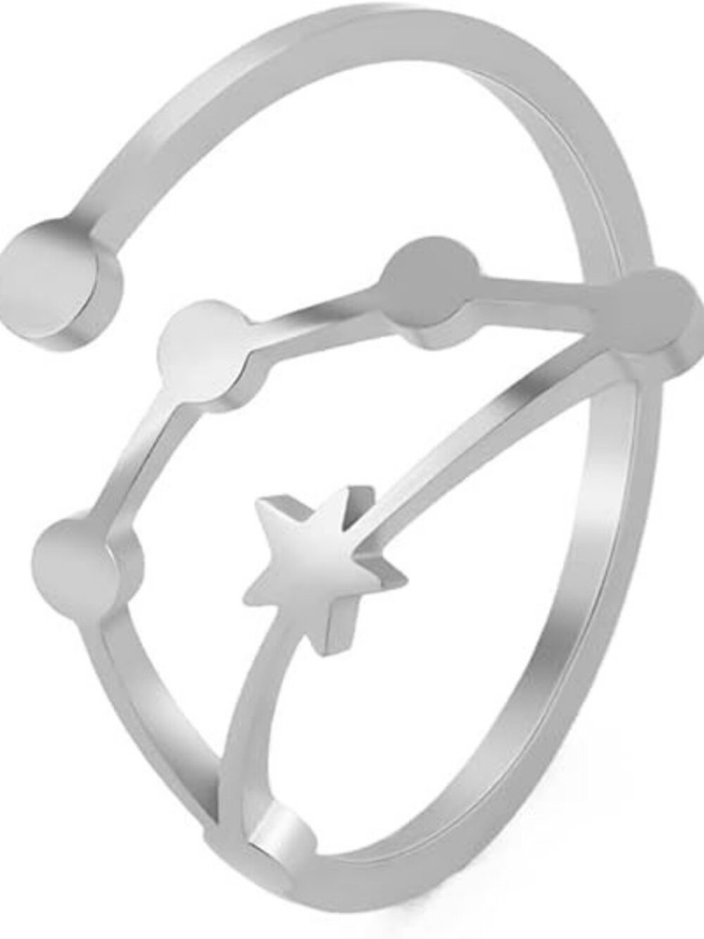 Capricorn Silver Adjustable Zodiac Sign Constellation Stainless Steel Ring